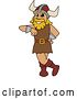 Vector Illustration of a Cartoon Male Viking School Mascot Leaning by Mascot Junction