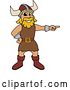 Vector Illustration of a Cartoon Male Viking School Mascot Pointing by Mascot Junction
