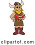 Vector Illustration of a Cartoon Male Viking School Mascot Reading a Book by Mascot Junction
