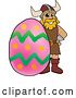 Vector Illustration of a Cartoon Male Viking School Mascot with an Easter Egg by Mascot Junction