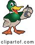 Vector Illustration of a Cartoon Mallard Duck School Mascot Holding up a Cell Phone by Mascot Junction