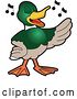 Vector Illustration of a Cartoon Mallard Duck School Mascot Singing in Chorus by Mascot Junction