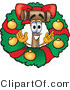 Vector Illustration of a Cartoon Mallet Mascot in the Center of a Christmas Wreath by Mascot Junction