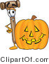 Vector Illustration of a Cartoon Mallet Mascot with a Carved Halloween Pumpkin by Mascot Junction