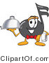 Vector Illustration of a Cartoon Music Note Mascot Dressed As a Waiter and Holding a Serving Platter by Toons4Biz