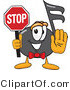 Vector Illustration of a Cartoon Music Note Mascot Holding a Stop Sign by Toons4Biz