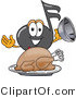 Vector Illustration of a Cartoon Music Note Mascot Serving a Thanksgiving Turkey on a Platter by Toons4Biz