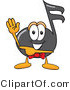 Vector Illustration of a Cartoon Music Note Mascot Waving and Pointing by Mascot Junction