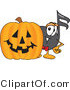Vector Illustration of a Cartoon Music Note Mascot with a Carved Halloween Pumpkin by Mascot Junction