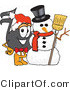 Vector Illustration of a Cartoon Music Note Mascot with a Snowman on Christmas by Mascot Junction
