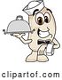 Vector Illustration of a Cartoon Navy Bean Mascot Waiter Holding a Cloche Platter by Mascot Junction