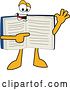 Vector Illustration of a Cartoon Open Blue Book Mascot Waving and Pointing at Text on a Page by Mascot Junction