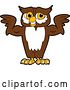 Vector Illustration of a Cartoon Owl School Mascot Flexing His Muscles by Mascot Junction