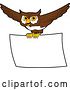Vector Illustration of a Cartoon Owl School Mascot Flying with a Banner by Mascot Junction