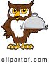 Vector Illustration of a Cartoon Owl School Mascot Holding a Platter by Toons4Biz