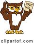 Vector Illustration of a Cartoon Owl School Mascot Holding a Report Card by Toons4Biz