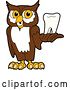 Vector Illustration of a Cartoon Owl School Mascot Holding a Tooth by Mascot Junction