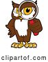 Vector Illustration of a Cartoon Owl School Mascot Looking Through a Magnifying Glass by Mascot Junction