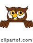 Vector Illustration of a Cartoon Owl School Mascot over a Sign by Mascot Junction