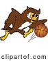 Vector Illustration of a Cartoon Owl School Mascot Playing Basketball by Mascot Junction