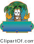 Vector Illustration of a Cartoon Palm Tree Mascot over a Blank Business Label by Mascot Junction