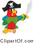Vector Illustration of a Cartoon Parrot Mascot Dressed As a Pirate by Mascot Junction