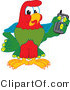 Vector Illustration of a Cartoon Parrot Mascot Holding a Cell Phone by Toons4Biz