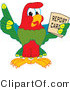 Vector Illustration of a Cartoon Parrot Mascot Holding a Report Card by Mascot Junction