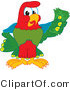 Vector Illustration of a Cartoon Parrot Mascot Holding Cash by Mascot Junction