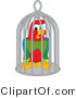 Vector Illustration of a Cartoon Parrot Mascot in a Cage by Mascot Junction