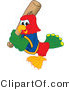 Vector Illustration of a Cartoon Parrot Mascot Playing Baseball by Mascot Junction