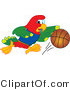 Vector Illustration of a Cartoon Parrot Mascot Playing Basketball by Toons4Biz