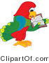 Vector Illustration of a Cartoon Parrot Mascot Reading by Mascot Junction