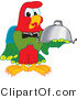 Vector Illustration of a Cartoon Parrot Mascot Serving a Platter by Mascot Junction