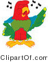 Vector Illustration of a Cartoon Parrot Mascot Singing by Mascot Junction