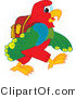 Vector Illustration of a Cartoon Parrot Mascot Walking to School by Toons4Biz