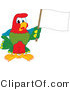 Vector Illustration of a Cartoon Parrot Mascot Waving a Blank Flag by Mascot Junction