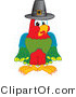 Vector Illustration of a Cartoon Parrot Mascot Wearing a Pilgrim Hat by Mascot Junction