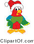 Vector Illustration of a Cartoon Parrot Mascot Wearing a Santa Hat by Mascot Junction