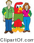 Vector Illustration of a Cartoon Parrot Mascot with Parents by Toons4Biz