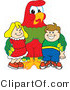 Vector Illustration of a Cartoon Parrot Mascot with Students by Mascot Junction