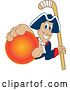 Vector Illustration of a Cartoon Patriot Mascot Grabbing a Field Hockey Ball and Holding a Stick by Mascot Junction