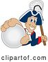 Vector Illustration of a Cartoon Patriot Mascot Grabbing a Lacrosse Ball and Holding a Stick by Mascot Junction