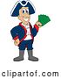 Vector Illustration of a Cartoon Patriot Mascot Holding Cash Money by Mascot Junction