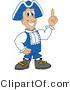 Vector Illustration of a Cartoon Patriot Mascot Pointing Upwards by Mascot Junction