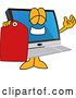 Vector Illustration of a Cartoon PC Computer Mascot Holding a Price Tag by Mascot Junction