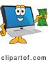 Vector Illustration of a Cartoon PC Computer Mascot Holding Cash Money by Mascot Junction