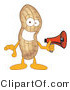 Vector Illustration of a Cartoon Peanut Mascot Holding a Megaphone by Mascot Junction