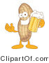 Vector Illustration of a Cartoon Peanut Mascot Holding Beer by Mascot Junction