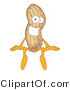 Vector Illustration of a Cartoon Peanut Mascot Sitting on a Blank Sign by Mascot Junction